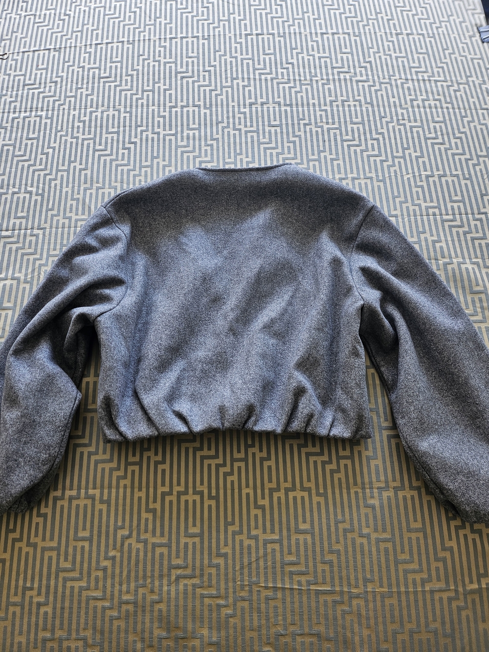 Zara Gray Wool-Blend Bomber Jacket - Picture 6 of 6